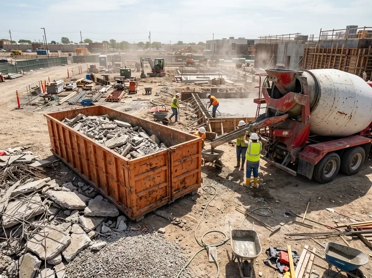 concrete-contractor-job-site-c-007 — Why Choose Rental Dumpster Bins for Heavy Material Dumpster Rental?, Best Dumpster Rent…